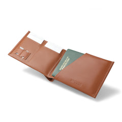 Tan Brown Bi-fold Premium Leather Travel Wallet