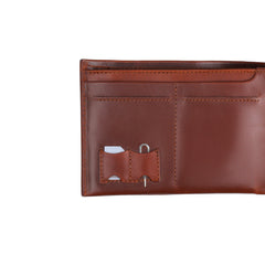 Cognac Brown Bi-fold Premium Leather Travel Wallet