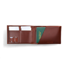 Cognac Brown Bi-fold Premium Leather Travel Wallet