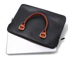 Black Leather Business Laptop Bag