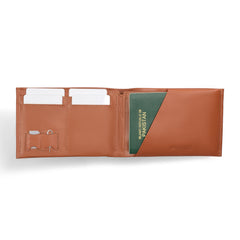 Tan Brown Bi-fold Premium Leather Travel Wallet