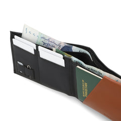 Luster Black Bi-fold Premium Leather Travel Wallet