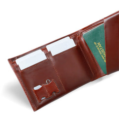 Cognac Brown Bi-fold Premium Leather Travel Wallet